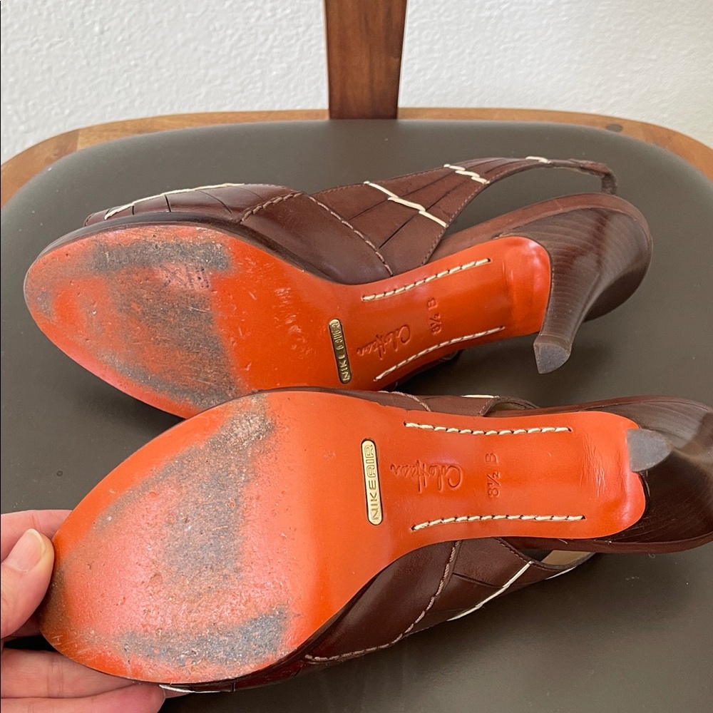 Cole Haan Nike Air Dark Brown Slingback leather Heels sz 8,5 - Picture 8 of 9